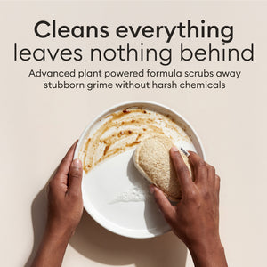 Dish soap starter set: hands washing a plate, plant powered formula scrubs away stubborn grime #v-55968143114619