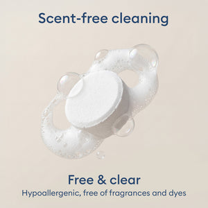 Dishwasher Detergent Tablets: tablet in soft foam, hypoallergenic and free of fragrances and dyes