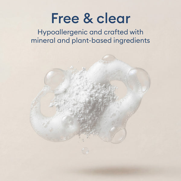 Laundry booster: soft foam shot, hypoallergenic and crafted with mineral and plant-based ingredients