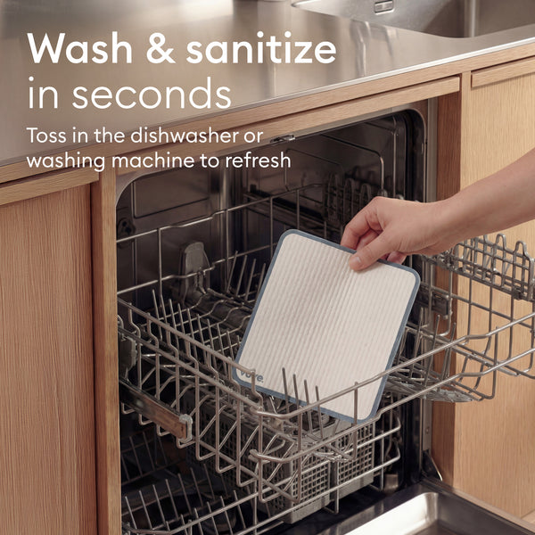 Sponge Cloths: cloth placed in the dishwasher rack to wash and sanitise in seconds