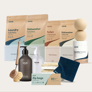 The Whole-Home Detox - Dark dish soap bottle, Light hand soap bottle, with zip bags