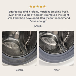 Washing Machine Cleaner Tablets: customer review with before and after photos of a washing machine drum